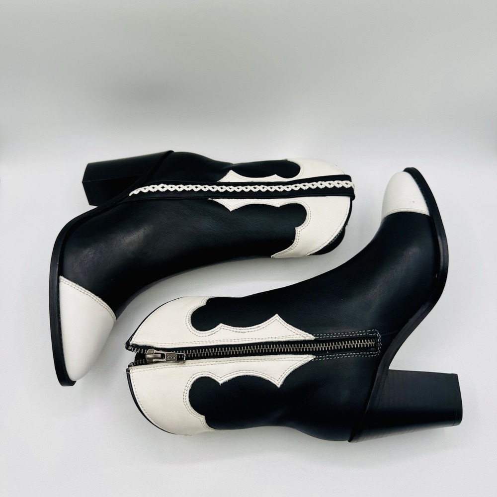 Lucchese Michelle Boots Women's Size 7.5 Black‎ White Leather - Picture 8 of 16